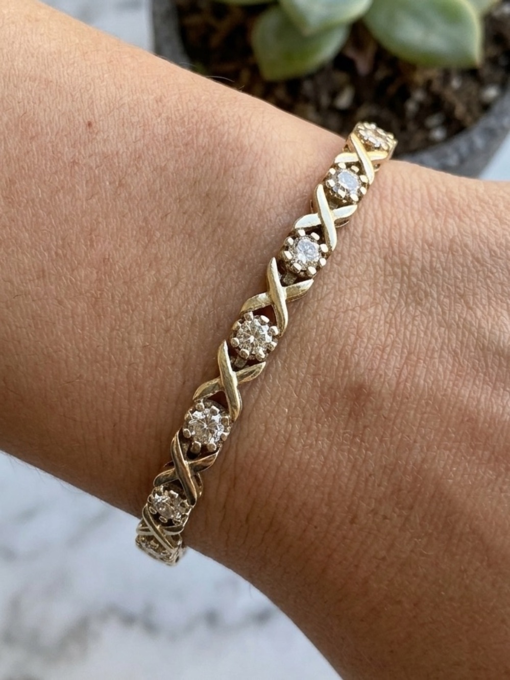 925 Sterling Silver "X & O" Tennis Bracelet
